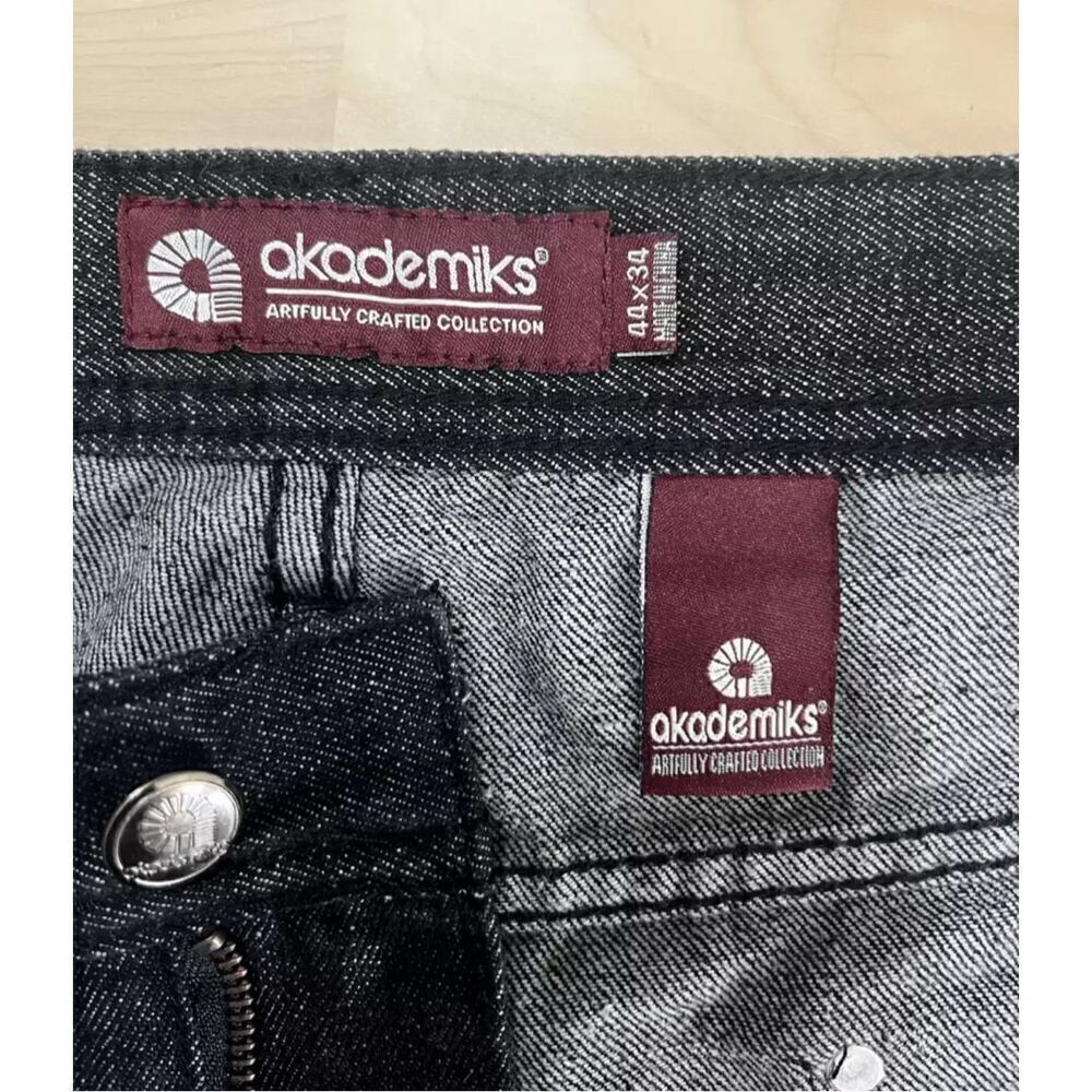 Akademiks Jeans Mens 44x30.6 Black Straight Leg 5-Pockets Casual Zipper Closure - Picture 7 of 11